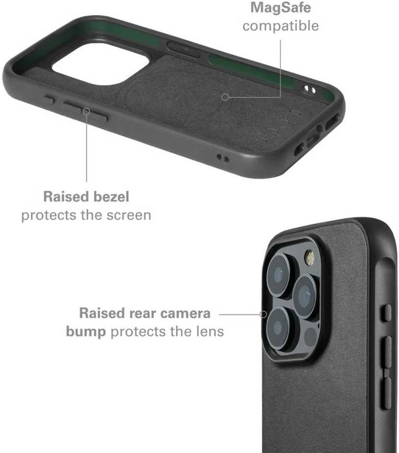 Troubadour Goods „Mujjo Shield“ dėklas – „iPhone 15 Pro“ dėklas, suderinamas su „MagSafe“ (juodas)