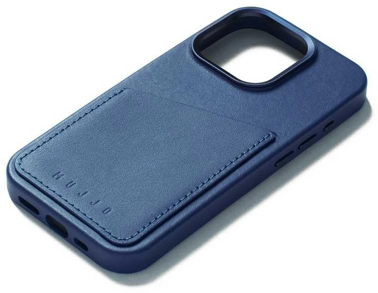 „Mujjo“ odinis piniginės formos dėklas – „iPhone 15 Pro“ telefonams skirti dėklai, suderinami su „MagSafe“ (monaco mėlynas)