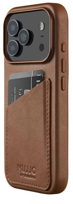 Mujjo Wallet Odinis dėklas - etui skórzane do iPhone 17 Pro kompatybilne su MagSafe (tan)