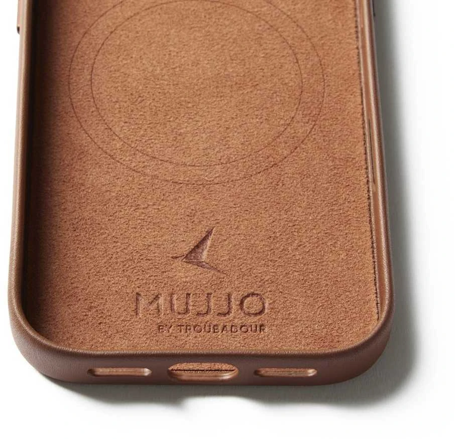 Mujjo Wallet Odinis dėklas - etui skórzane do iPhone 17 Pro kompatybilne su MagSafe (tan)