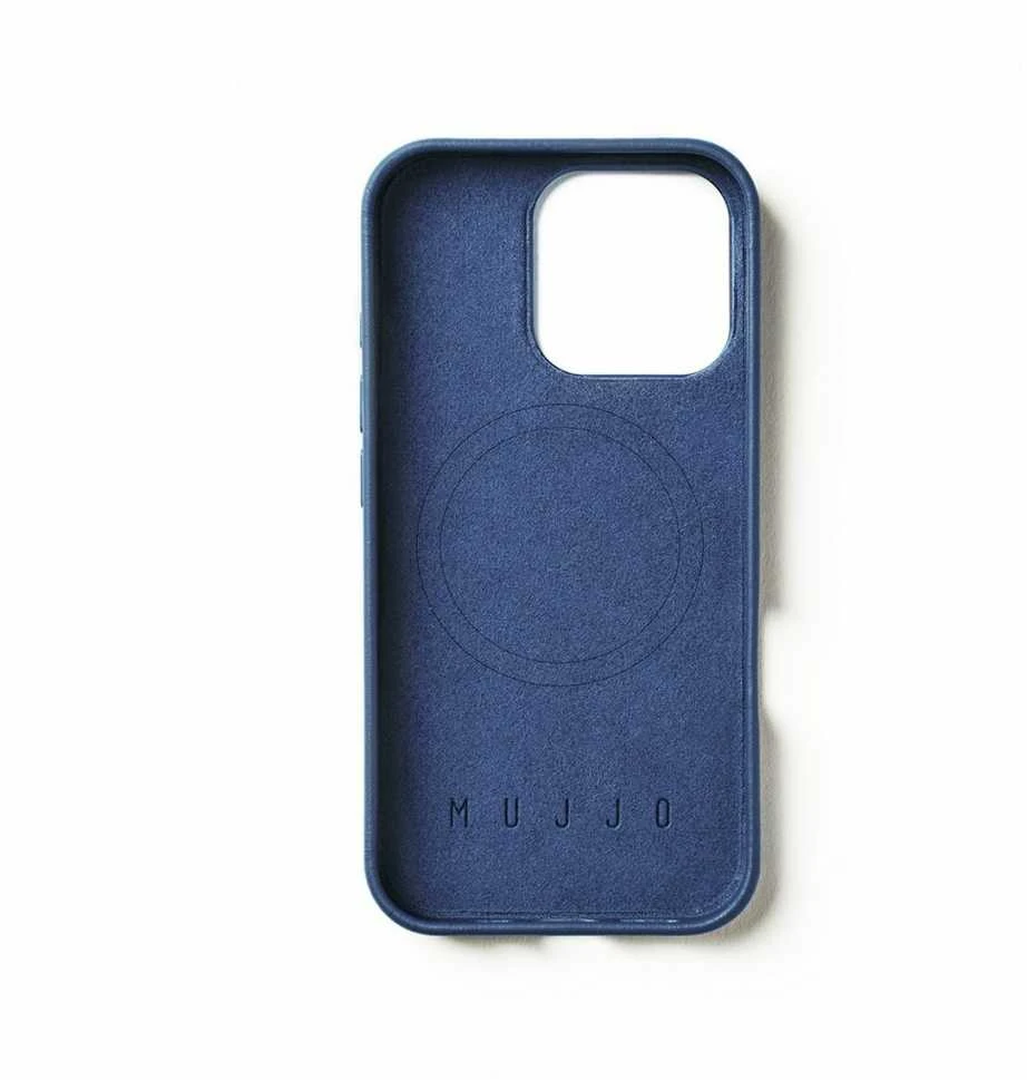 Mujjo Full Odinis dėklas iPhone 16 Pro tamsiai mėlyna