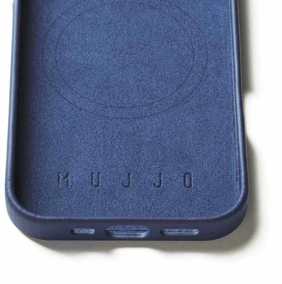 Mujjo Full Odinis dėklas iPhone 16 Pro tamsiai mėlyna