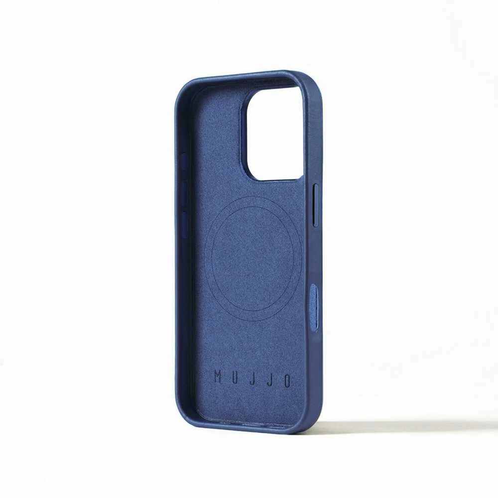Mujjo Full Odinis dėklas iPhone 16 Pro tamsiai mėlyna