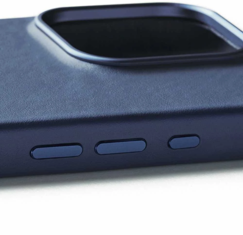 Mujjo Full Odinis dėklas iPhone 16 Pro tamsiai mėlyna