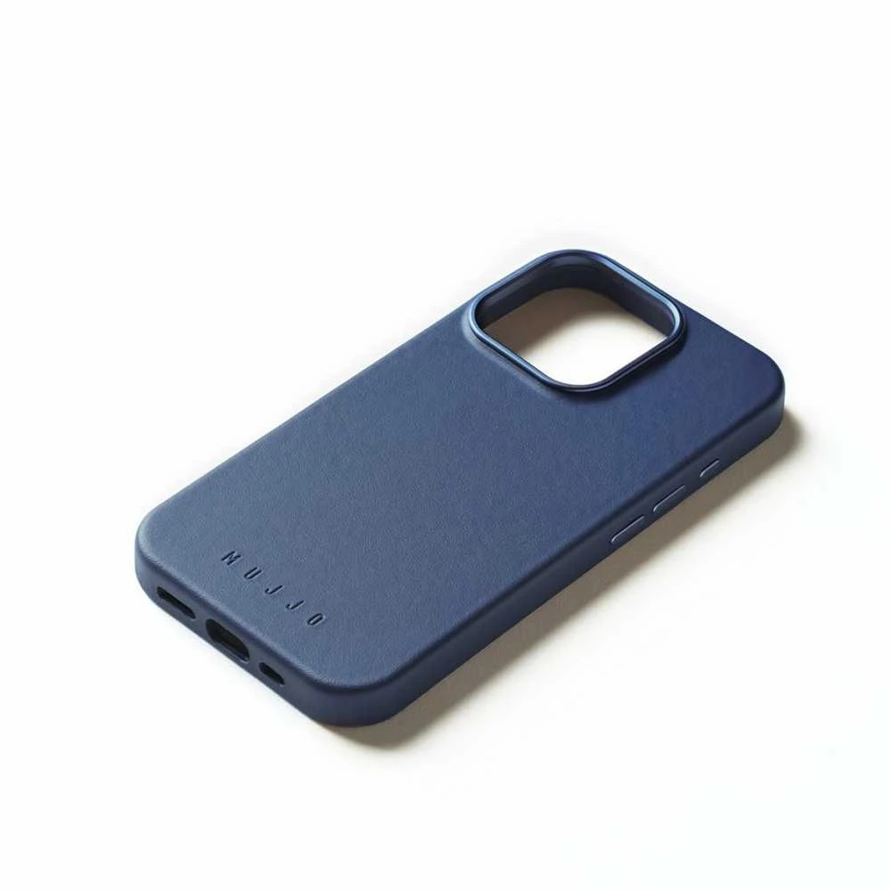 Mujjo Full Odinis dėklas iPhone 16 Pro tamsiai mėlyna
