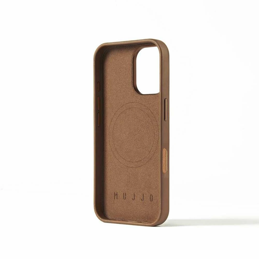 Mujjo odinis dėklas, skirtas iPhone 16 – rudas