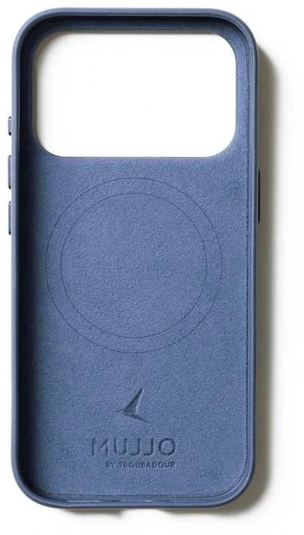 Mėlyna Mujjo Odinis dėklas - etui skórzane do iPhone 17 Pro kompatybilne su MagSafe (monaco mėlynas)