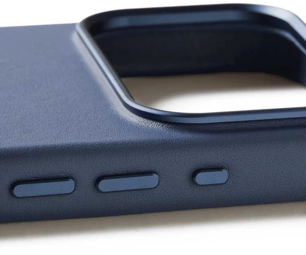 Mėlyna Mujjo Odinis dėklas - etui skórzane do iPhone 17 Pro kompatybilne su MagSafe (monaco mėlynas)