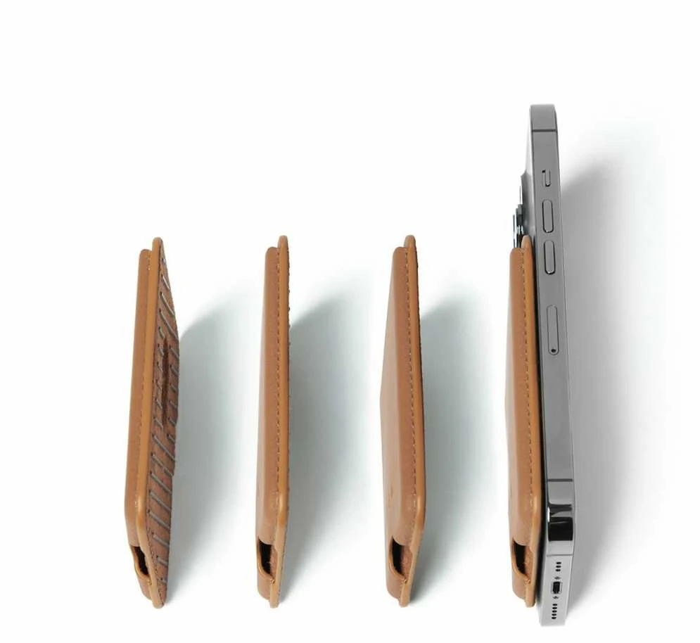 Dėklas „Mujjo Magsafe“ odinė kortelių piniginė – tamsiai ruda