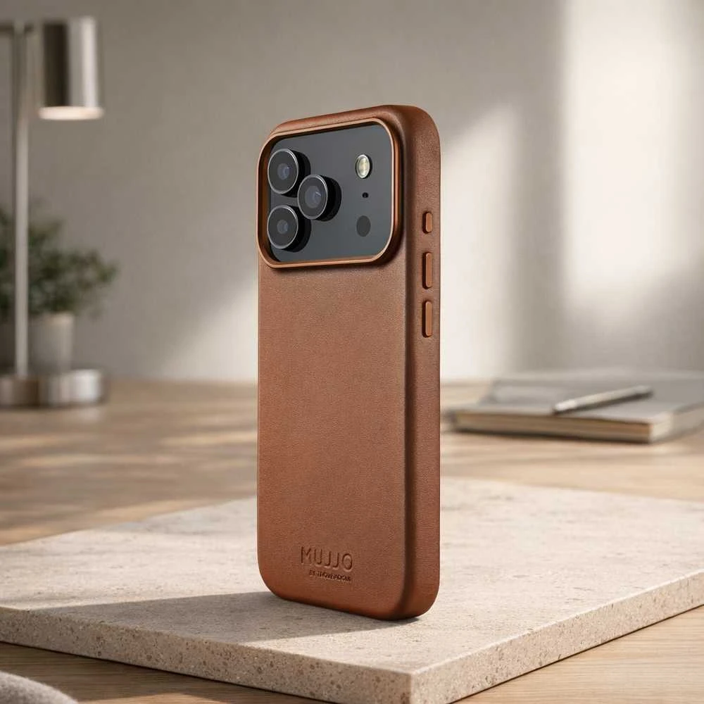 Carruzzo Mujjo Odinis dėklas - etui skórzane do iPhone 17 Pro Max kompatybilne su MagSafe (tan)