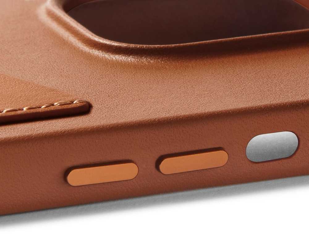 „Mujjo“ odinis piniginės dėklas, skirtas „iPhone 14 Pro“ – rudas