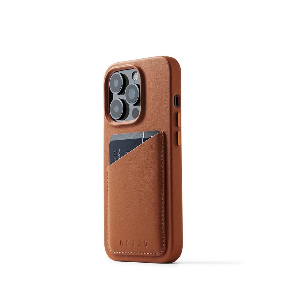 „Mujjo“ odinis piniginės dėklas, skirtas „iPhone 14 Pro“ – rudas
