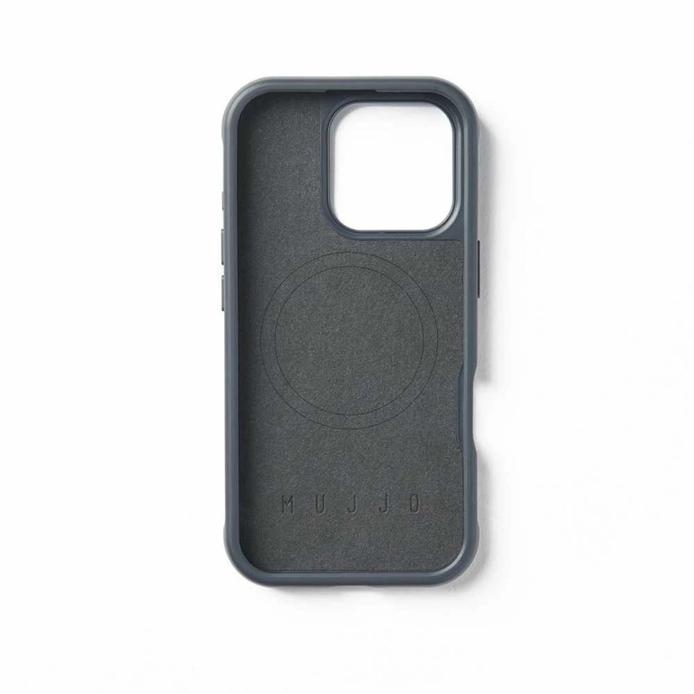„Mujjo Shield“ dėklas, skirtas „iPhone 16 Pro“, su maksimalia apsauga ir suderinamumu su „MagSafe“ – plieno mėlynumo