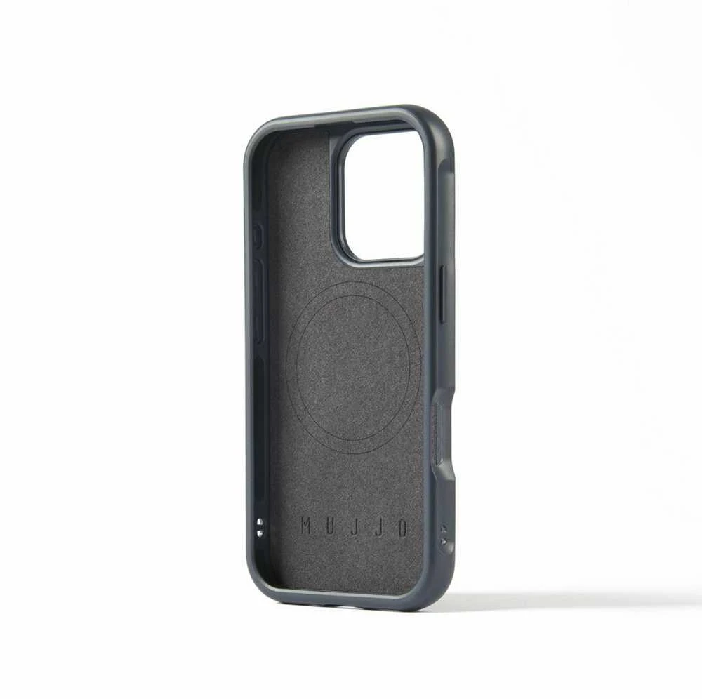 „Mujjo Shield“ dėklas, skirtas „iPhone 16 Pro“, su maksimalia apsauga ir suderinamumu su „MagSafe“ – plieno mėlynumo