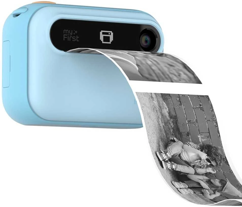 „myFirst Camera Insta 20“ – momentinis fotoaparatas vaikams su spausdintuvu ir etikečių spausdinimo funkcija, 3 colių „Full HD IPS“ ekranu ir dvigubu 16 MP objektyvu (mėlynas)