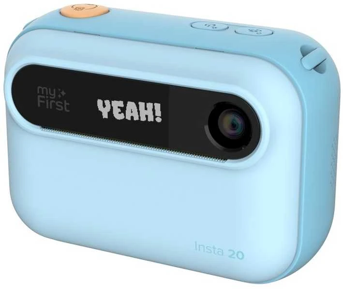 „myFirst Camera Insta 20“ – momentinis fotoaparatas vaikams su spausdintuvu ir etikečių spausdinimo funkcija, 3 colių „Full HD IPS“ ekranu ir dvigubu 16 MP objektyvu (mėlynas)