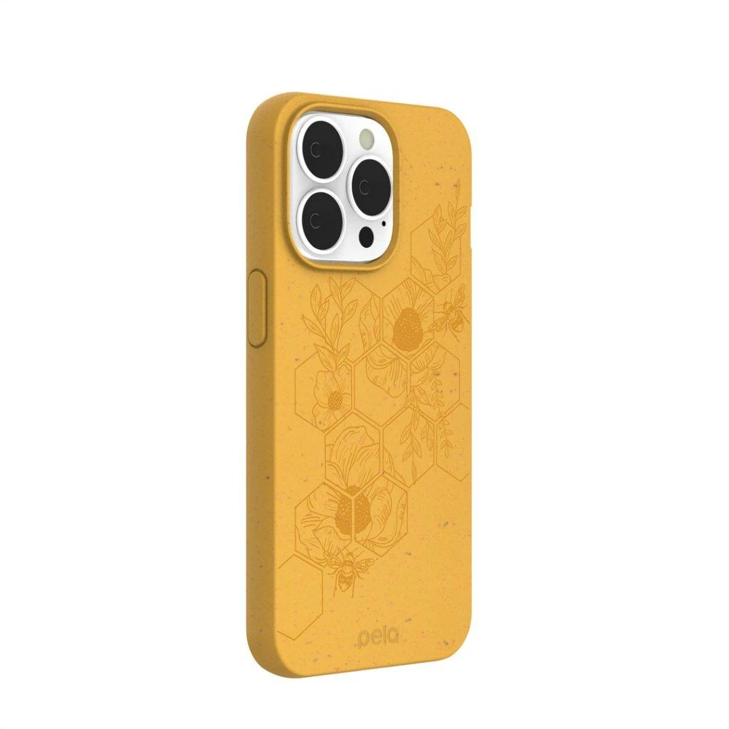 „Pela Classic“ dėklas „Hive Edition“ – medaus spalvos, skirtas „iPhone 13 Pro“ – medaus spalvos.