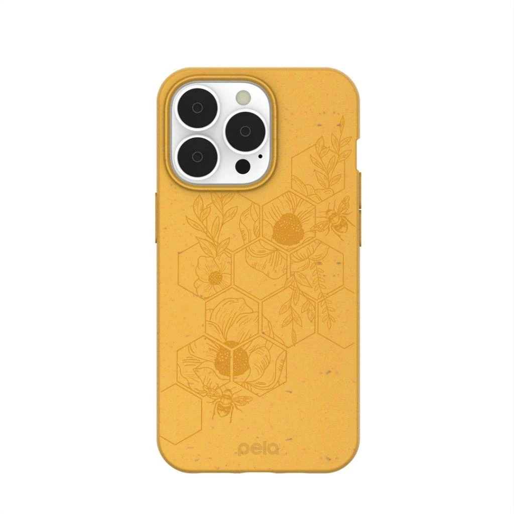 „Pela Classic“ dėklas „Hive Edition“ – medaus spalvos, skirtas „iPhone 13 Pro“ – medaus spalvos.