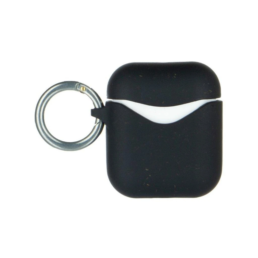 Juodas AirPods dėklas su karabinu