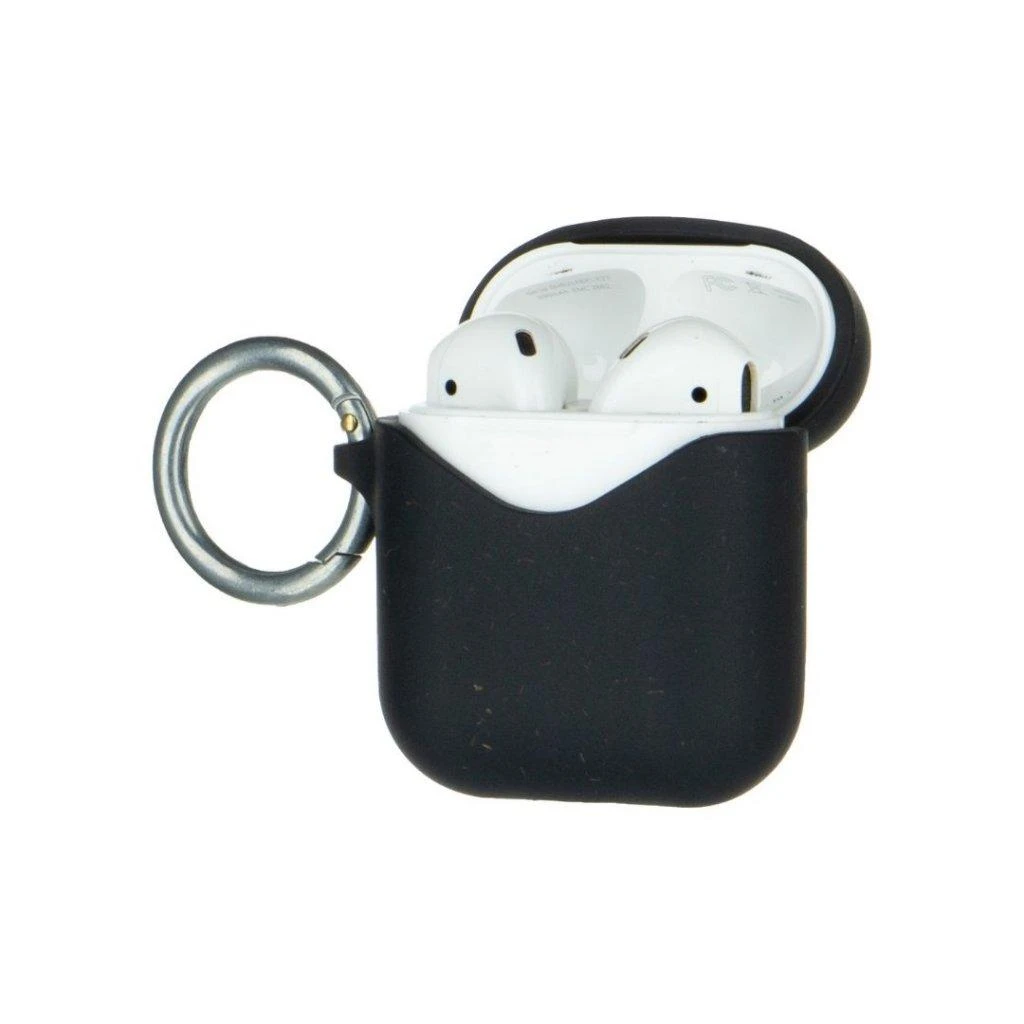 Juodas Airpods dėklas su karabinu