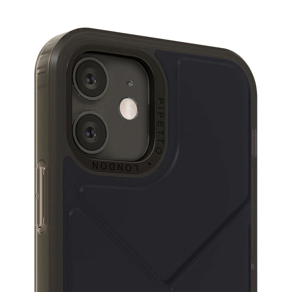 „Pipetto Origami“ užsegamas dėklas su 2 viename stovo funkcija ir apsauga nuo smūgių, skirtas „iPhone 12 Mini“ - Juodas