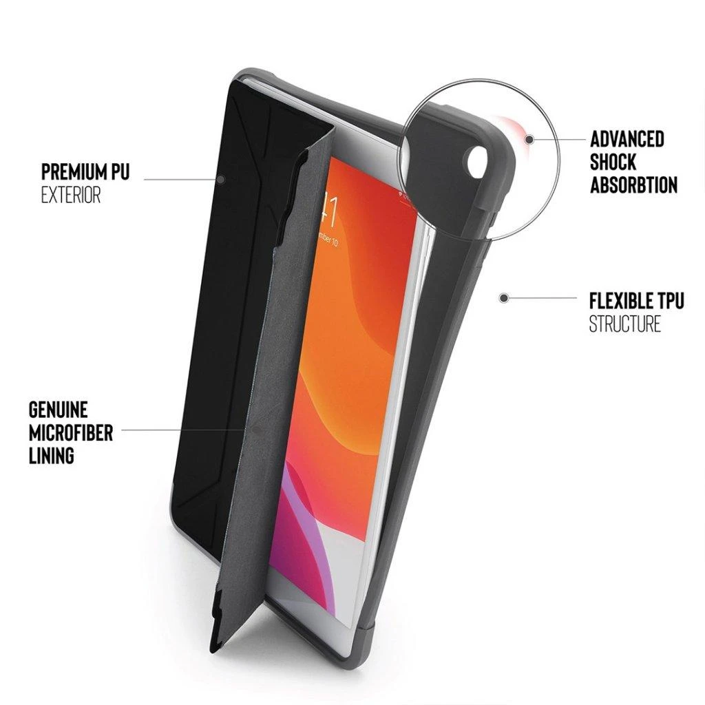 Pipetto 89cc Origami skydas iPad 10.2 colio (2019/2020/2021) – juodas