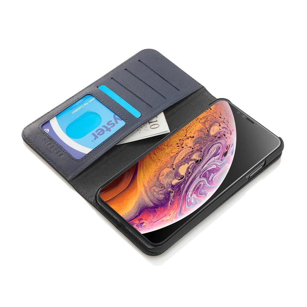 Pipetto iPhone XS Max Magnetic Folio Odinis dėklas with Wireless Charging - Navy mėlynas