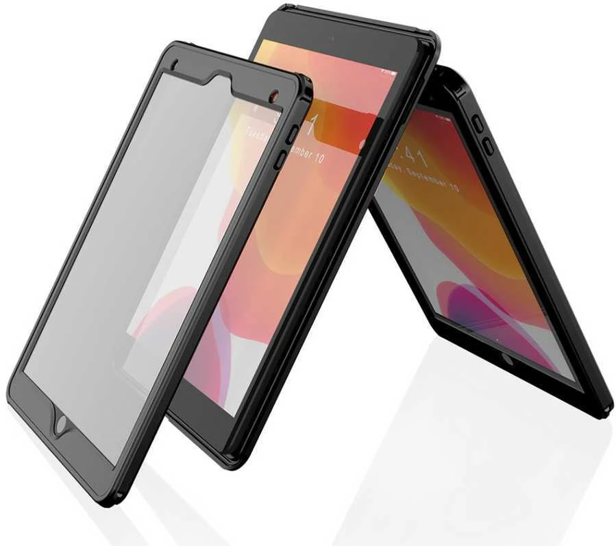 Pipetto iPad 10.2" tvirtas nuo purslų apsaugantis dėklas - Juodas/transparentinis