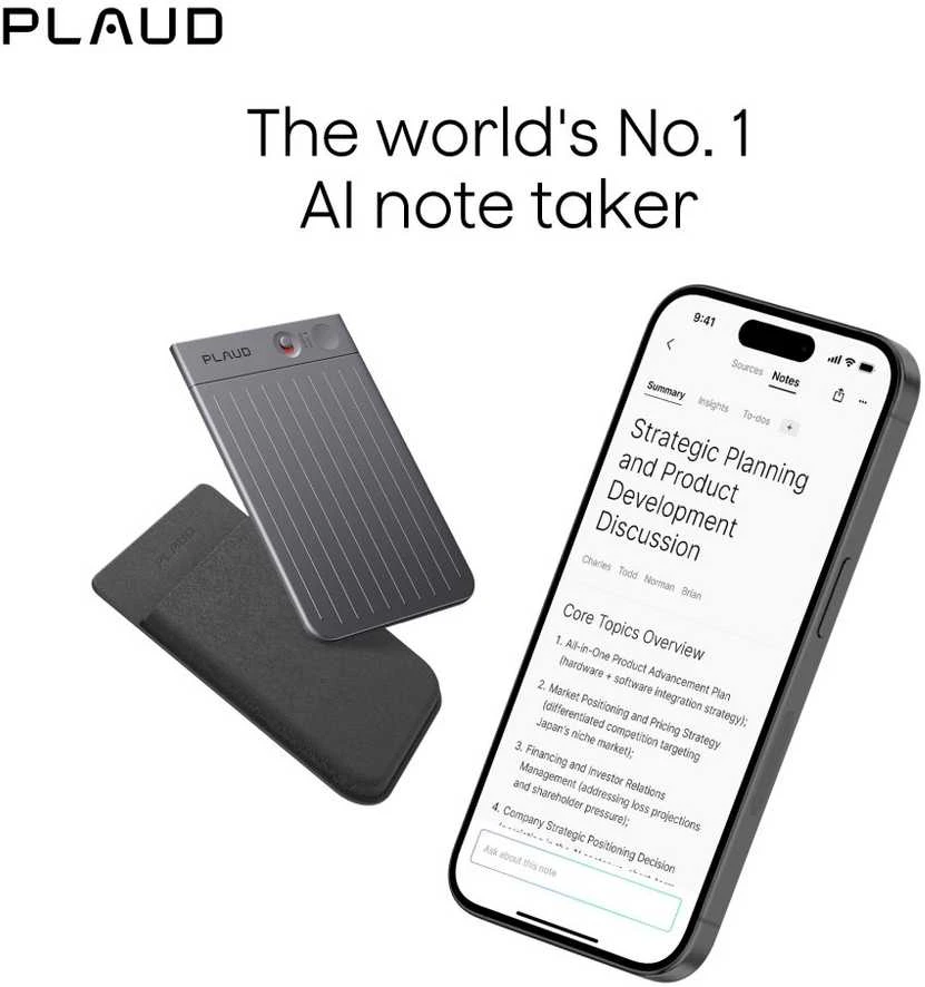AI Diktofonas PLAUD Note, juodos/pilkos spalvos