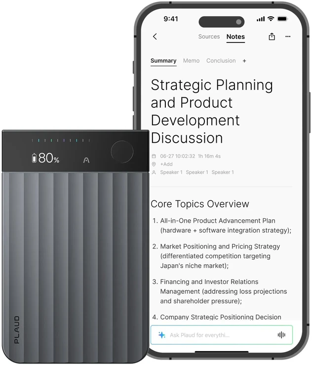 Plaud Note Pro - Black | Dirbtinio Intelekto diktofonas su transkripcija