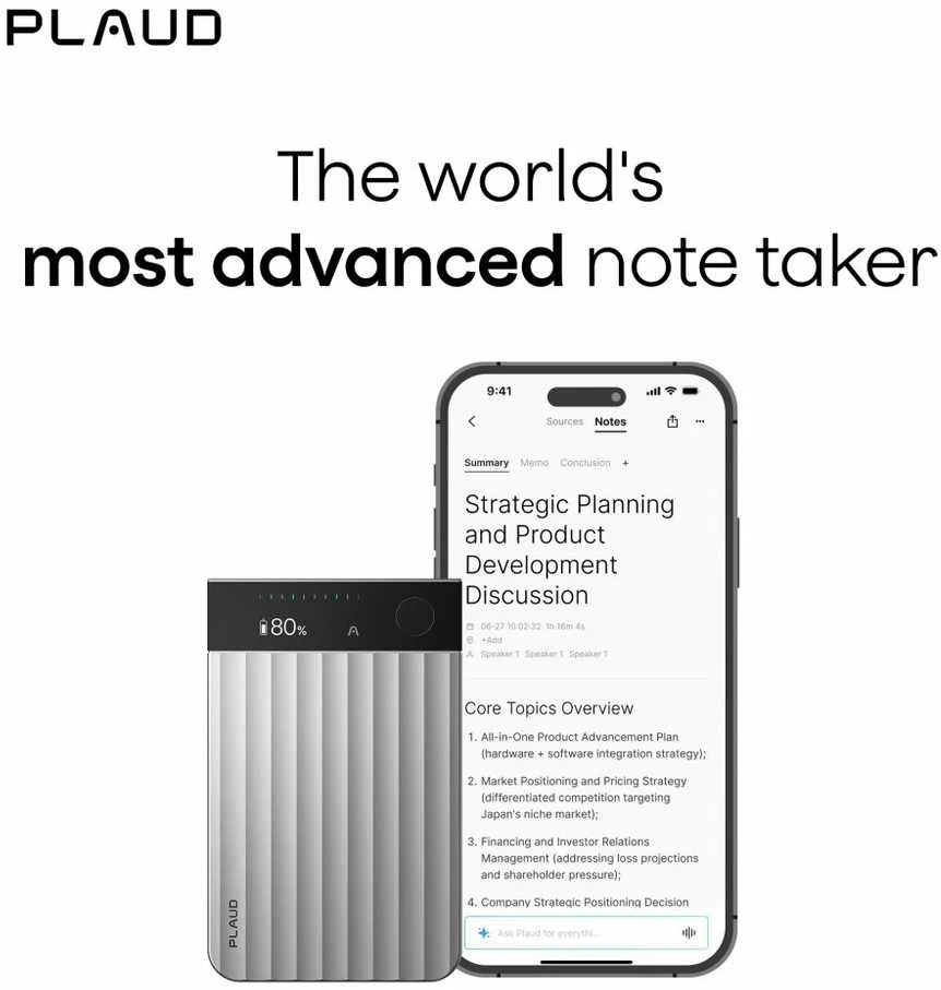 Diktofonas Carruzzo PLAUD Note Pro Juoda, Sidabras