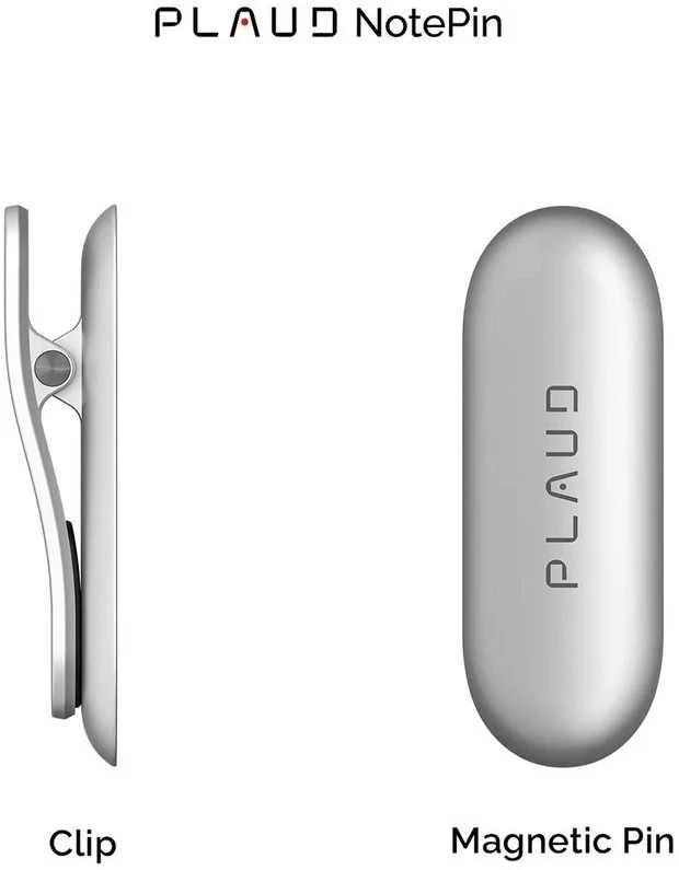 PLAUD NotePin: spaustukas ir magnetinis korpusas