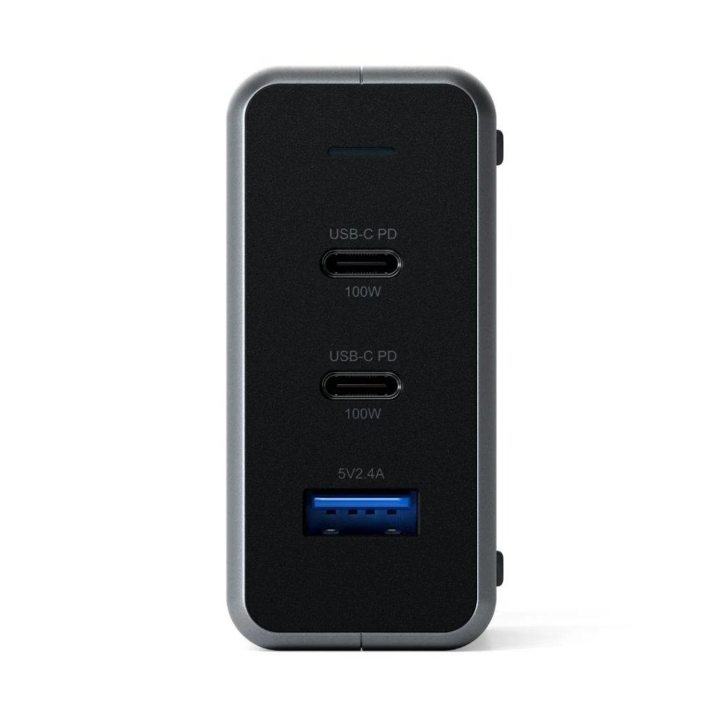 SATECHI 100W USB-C PD Compact Charger- EU ( x2 Type-C / x1 Type-A) (space pilka)