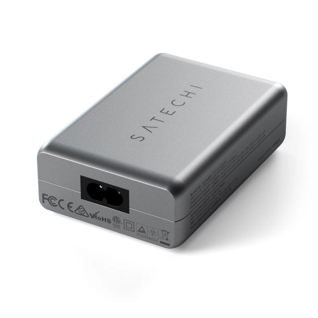SATECHI 100W USB-C PD Compact Charger- EU ( x2 Type-C / x1 Type-A) (space pilka)