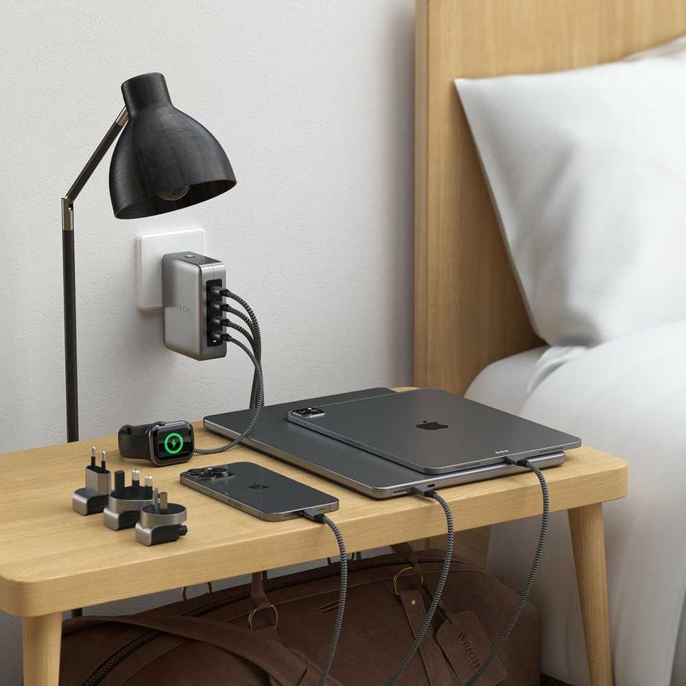 SATECHI 145W USB-C 4 prievadų GaN kelioninis įkroviklis