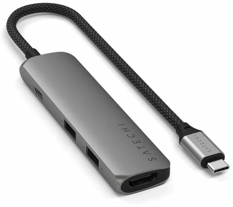 SATECHI 4-in-1 USB-C Slim Multiport Adapteris 4K (Kosminė pilka)