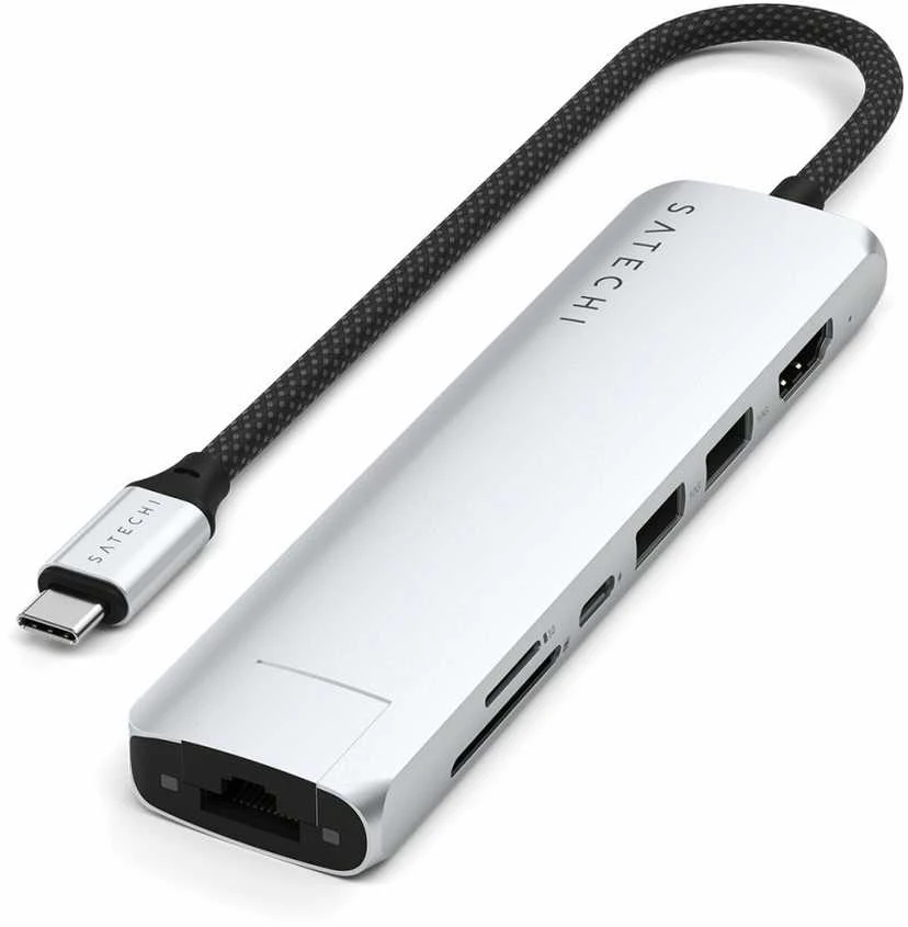 SATECHI 7-in-1 USB-C plonas kelių prievadų adapteris su eternetu (Sidabrinis)