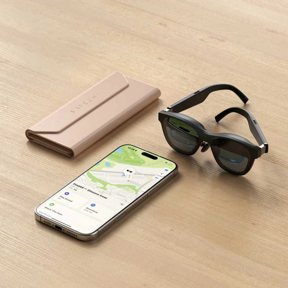 „Satechi FindAll?“ veganiškos odos akinių dėklas su „Apple Find My“ – dykumos rožinės spalvos