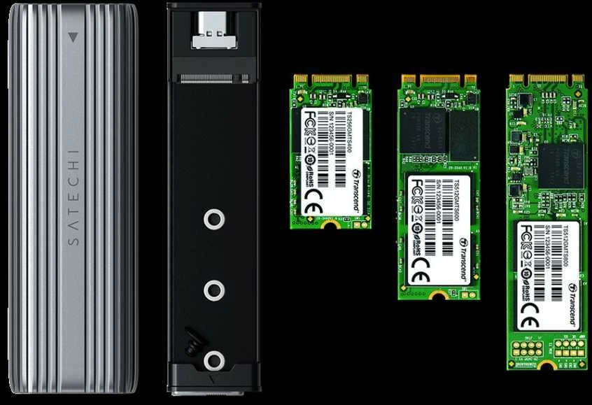 Satechi SATECHI USB-C NVME ir SATA SSD korpuso erdvė pilka