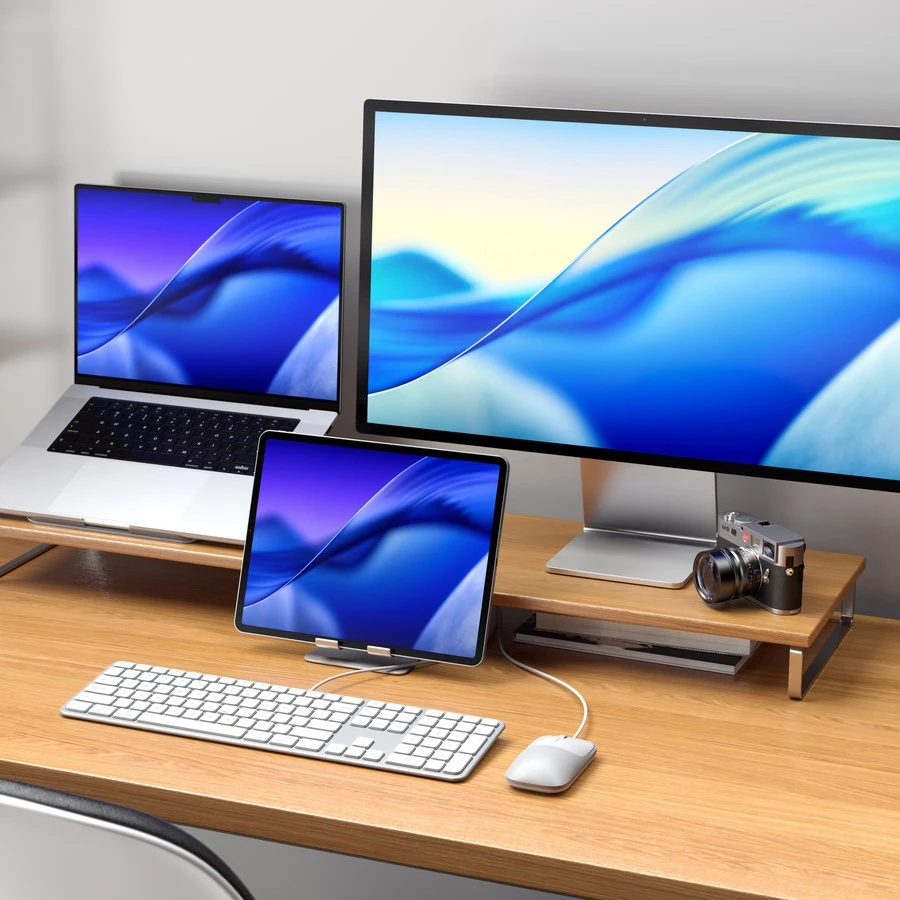 su laidu klaviatūra USB A/USB C QWERTY Dual (Mac/Windows) Satechi Slim LX3 su laidu sidabrinis