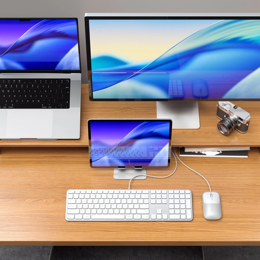 su laidu klaviatūra USB A/USB C QWERTY Dual (Mac/Windows) Satechi Slim LX3 su laidu sidabrinis