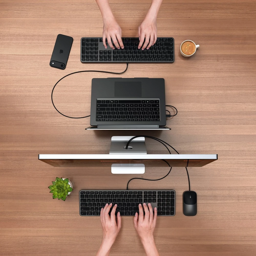 su laidu klaviatūra USB A/USB C QWERTY Dual (Mac/Windows) Satechi Slim LX3 su laidu space juodas