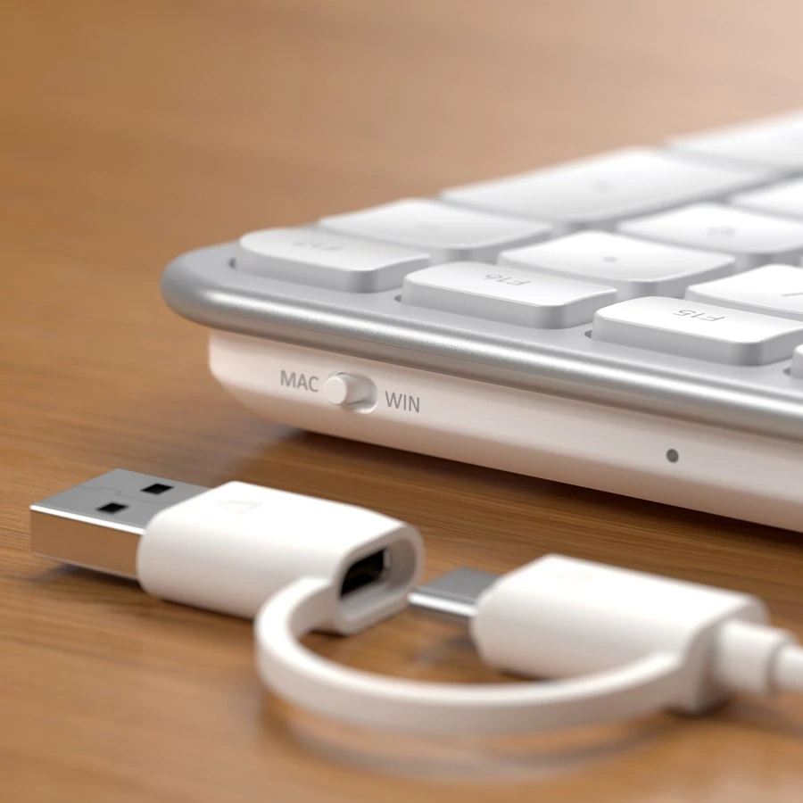 su laidu klaviatūra USB A/USB C QWERTY Dual (Mac/Windows) Satechi Slim LX3 su laidu sidabrinis