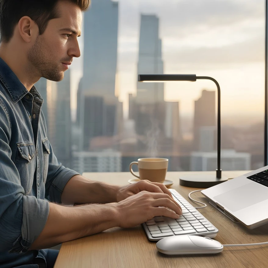 su laidu klaviatūra USB A/USB C QWERTY Dual (Mac/Windows) Satechi Slim LX3 su laidu sidabrinis