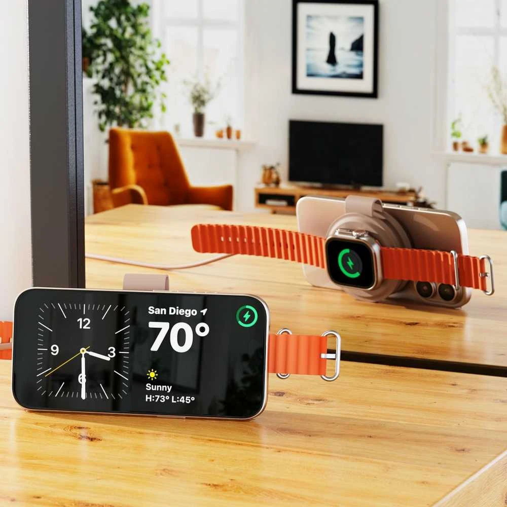 „Satechi OntheGo?“ 2 viename belaidis įkroviklis – dykumos rožinės spalvos