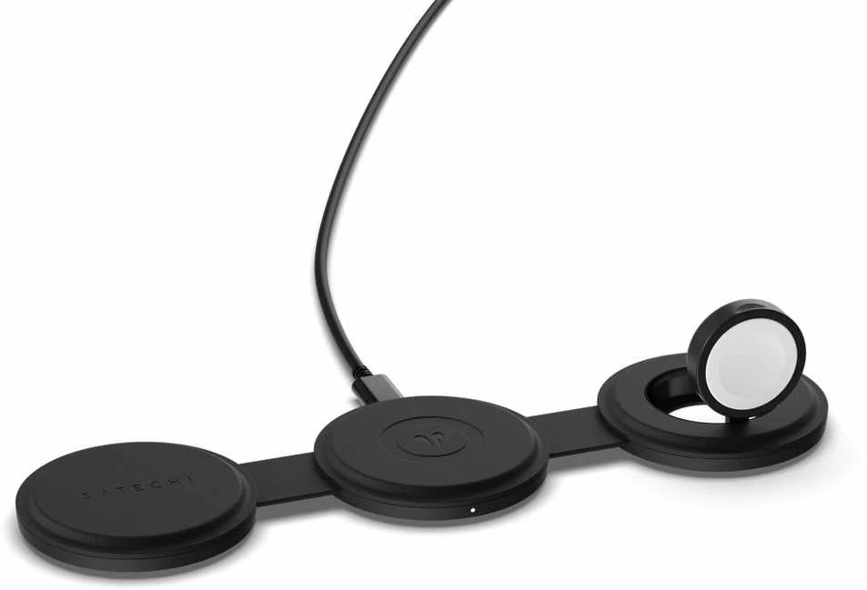 „Satechi OntheGo?“ 3 viename belaidis įkroviklis – juodas
