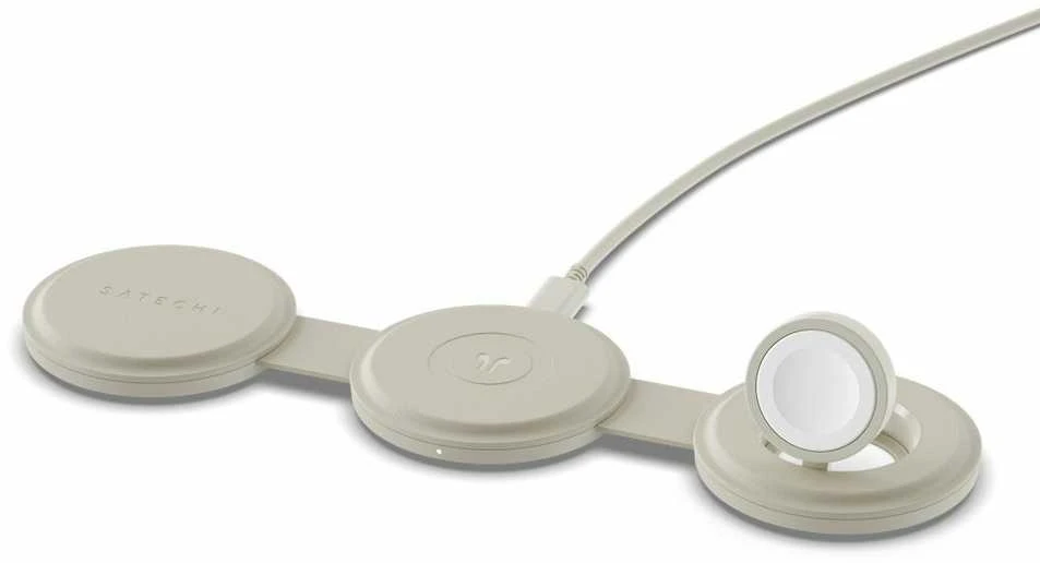 „Satechi OntheGo?“ 3 viename belaidis įkroviklis – smėlio spalvos