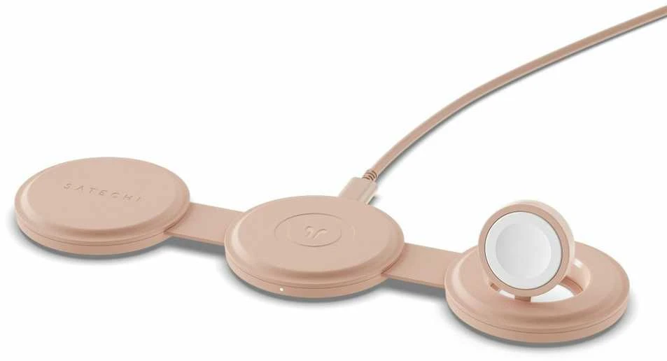 „Satechi OntheGo?“ 3 viename belaidis įkroviklis – dykumos rožinės spalvos