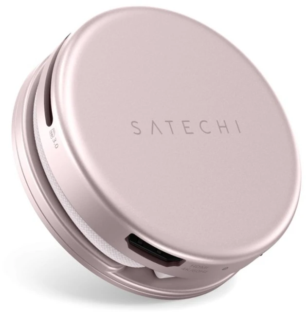 „Satechi OntheGo?“ 5 viename daugiaportinis adapteris, skirtas „MacBook Neo“ – rausvas