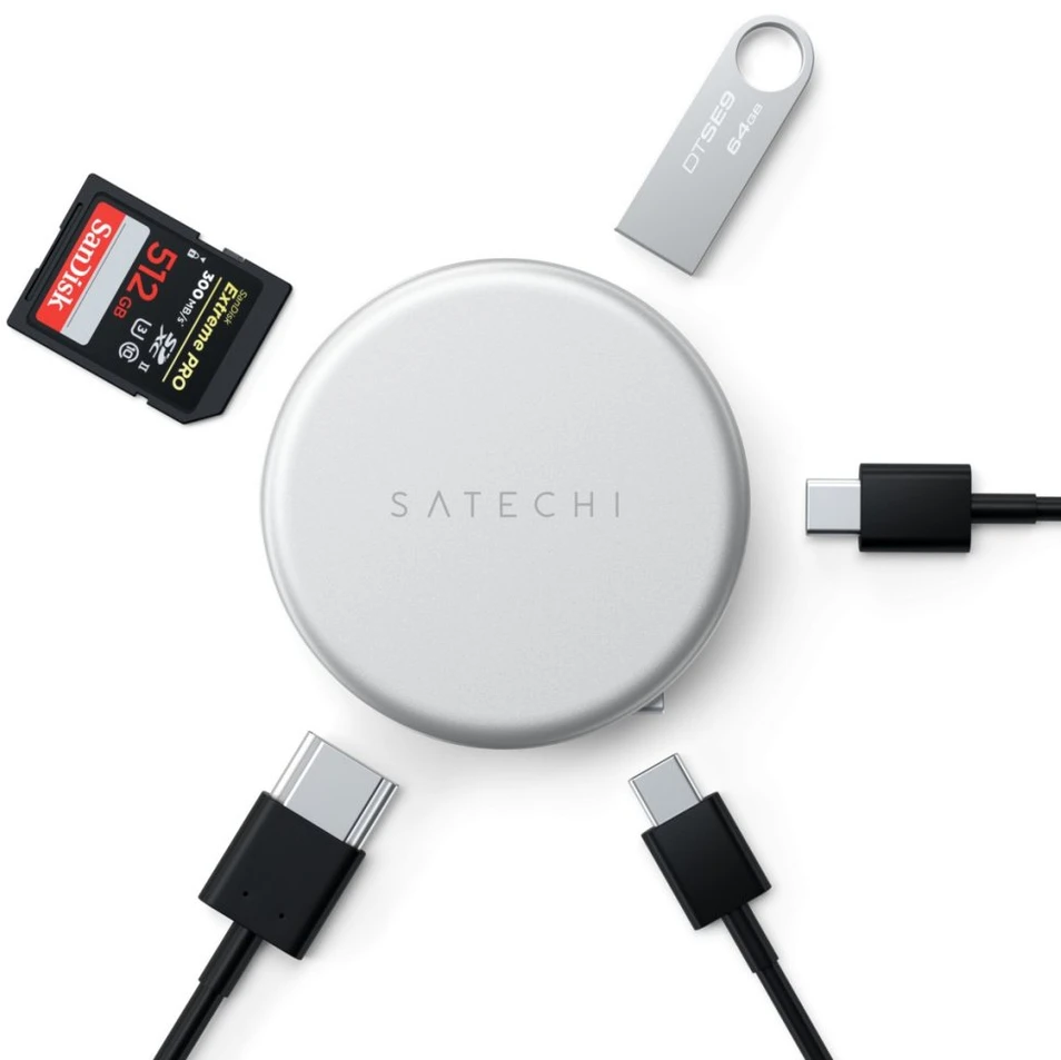 „Satechi OntheGo?“ 5 viename daugiaportinis adapteris, skirtas „MacBook Neo“ (sidabrinis)